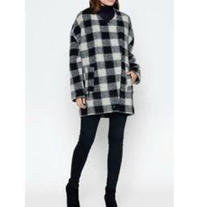 Joie Wool Brushed Buffalo Plaid Coat